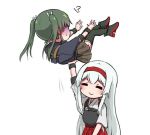  !? 2girls closed_eyes ifpark_(ifpark.com) kantai_collection lifting_person multiple_girls remodel_(kantai_collection) shoukaku_(kantai_collection) simple_background smile white_background zuikaku_(kantai_collection) 