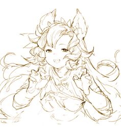  animal_ears cat_ears granblue_fantasy junwool long_hair monochrome nemone sketch 