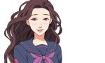  1girl brown_hair flower jojo_no_kimyou_na_bouken mikey_uo rose school_uniform serafuku smile solo upper_body violet_eyes yamagishi_yukako 