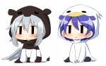  2girls :3 animal_costume blue_hair chibi doremy_sweet kishin_sagume multiple_girls open_mouth silver_hair single_wing touhou twumi wings 