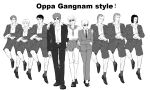  1girl 6+boys crossdressinging ernest_mecklinger formal fritz_josef_bittenfeld gangnam_style ginga_eiyuu_densetsu hildegard_von_mariendorf miyasaki1130 monochrome multiple_boys neithardt_muller oskar_von_reuenthal paul_von_oberstein reinhard_von_lohengramm school_uniform serafuku siegfried_kircheis suit wolfgang_mittermeyer 