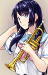  1girl black_hair chikugen_shiina hibike!_euphonium instrument kousaka_reina long_hair school_uniform serafuku trumpet violet_eyes 
