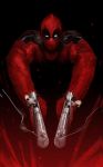 1boy bullet deadpool deadpool_(movie) gun huke male_focus marvel mask red weapon 