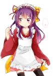  1girl highres japanese_clothes kamikaze_(kantai_collection) kantai_collection kimono long_hair purple_hair solo thigh-highs tosura-ayato violet_eyes 