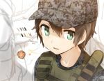  1girl brown_hair camouflage green_eyes hat kevlar_vest looking_at_viewer military military_hat military_uniform msc_nm tagme ukraine uniform 