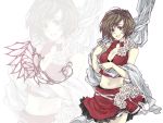  1girl bad_id breasts cleavage flower meiko midriff solo vocaloid yue_(pixiv) zoom_layer 