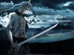  1600x1200 1boy abs amputee arrancar bleach blue_eyes blue_hair clouds espada grimmjow_jaegerjaquez holding holding_sword holding_weapon hole_on_body jacket lightning male male_focus open_clothes open_jacket polychromatic rain sash sky solo standing sword teeth toned toned_male torn torn_clothes torn_jacket wallpaper weapon 