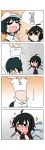  2girls 4koma absurdres ahoge asymmetrical_wings black_hair blush chibi closed_eyes comic drooling green_hair handstand hat highres houjuu_nue multiple_girls murasa_minamitsu navel open_mouth rakugaki-biyori school_uniform serafuku short_hair silent_comic solid_circle_eyes sparkle tears touhou wings 