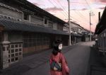 1girl east_asian_architecture japanese_architecture japanese_clothes kimono kishida_mel scenic_route solo