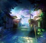  bird cityscape cloud clouds colorful house original plant road scenery sky town tree yatsude 