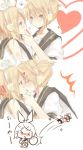  ? angry blonde_hair blood blue_eyes blush brother_and_sister hair_ornament hair_ribbon hairclip heart heca incest kagamine_len kagamine_rin kiss mouthbleed punch punching ribbon sailor_collar short_hair siblings sweat twincest twins vocaloid 