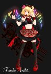  blonde_hair character_name flandre_scarlet flower hairband legs nekokotei ponytail red_eyes short_hair side_ponytail solo thigh-highs thighhighs touhou wings wrist_cuffs 