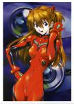  blue_eyes eva_02 highres long_hair mecha neon_genesis_evangelion plugsuit sadamoto_yoshiyuki scan souryuu_asuka_langley twintails 