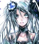  blue_hair flower hatsune_miku hortesia long_hair petals twintails vocaloid 