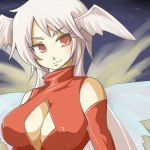  cleavage_cutout elbow_gloves final_fantasy final_fantasy_tactics gloves head_wings headwings kabayaki_3 large_breasts long_hair lowres red_eyes shougayaki_(kabayaki_3) silver_hair smile solo ultima_(fft) wings 