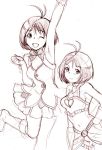  armpits cool_&amp;_sexy_(idolmaster) cute_&amp;_girly_(idolmaster) hidaka_ai idolmaster monochrome nekomata_naomi purple sketch 