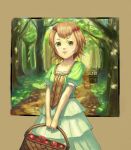  brown_hair child dress flick_(artist) green_eyes original painting short_hair tomato 