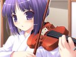  happiness! instrument japanese_clothes kamijou_saya kimono ko~cha purple_eyes purple_hair short_hair violet_eyes violin 