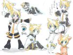  800x600 asata bad_id banana_peel bell blonde_hair blue_eyes cat_costume catsuit chibi detached_sleeves eringihata eyes falling hand_on_hip happy kagamine_len leaning long_sleeves lying male necktie open_mouth ribbon short_hair sitting sketch smile standing thinking translated vocaloid wallpaper 