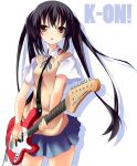  brown_eyes guitar highres instrument k-on! long_hair mustang(guitar) nakano_azusa nana_(artist) school_uniform solo sweater_vest twintails 