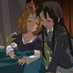  akiyama_mio bed bed_sheet blazer blush closed_eyes ixy k-on! multiple_girls school_uniform sheets tainaka_ritsu 