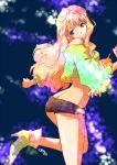  boyshorts butt_crack hotpants long_hair looking_back macross macross_frontier midriff oka_(thanmore3cm) sheryl_nome short_shorts shorts 