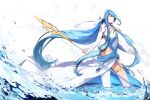  1girl aqua_(fire_emblem_if) blue_hair closed_eyes closed_mouth elbow_gloves fingerless_gloves fire_emblem fire_emblem_if gloves jewelry long_hair necklace profile ripples sidelocks solo standing truc_bui very_long_hair water white_background white_gloves 