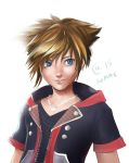  1boy blue_eyes brown_hair chain_necklace hood jacket kingdom_hearts kingdom_hearts_iii male_focus sasha_gladysh shiny shiny_skin smile solo sora_(kingdom_hearts) upper_body 