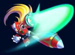  1boy android blonde_hair blue_eyes clenched_teeth energy_sword full_body helmet long_hair male_focus perspective rockman rockman_x shingo_(picturepuzzle) solo sword teeth very_long_hair weapon zero_(rockman) 