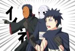  absurdres black_hair gaijin_4koma gloves highres mask multiple_persona naruto naruto_shippuuden reon-shi rinnegan sharingan short_hair uchiha_obito 