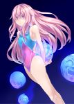  1girl arms_behind_back competition_swimsuit covered_navel hata_no_kokoro long_hair mendou_saya one-piece_swimsuit pink_eyes pink_hair solo swimsuit touhou 