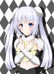  1girl android blue_eyes highres long_hair miss_monochrome miss_monochrome_(character) silver_hair solo twintails 