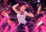  1girl brown_eyes brown_hair concert gloves glowstick idolmaster idolmaster_million_live! ima_(lm_ew) long_hair matsuda_arisa microphone open_mouth smile solo twintails 