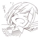  &gt;_&lt; 1girl :d ascot closed_eyes drooling jagabutter lying monochrome on_back open_mouth rumia short_hair sketch sleeping smile solo touhou upper_body xd zzz 