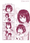  2girls 4koma alternate_costume closed_eyes comic commentary_request haguro_(kantai_collection) hair_ornament hair_ribbon kantai_collection marimo_kei mother_and_daughter multiple_girls o_o open_mouth ribbon short_hair translation_request younger 