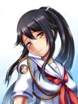  1girl black_hair high_school_fleet long_hair munetani_mashiro nawate_(dij) ponytail red_eyes school_uniform serafuku smile 