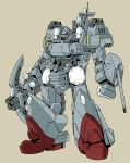  arm_cannon armor battleship bow_(weapon) cannon gun holding kamizono_(spookyhouse) machine machinery mecha mechanical military military_vehicle no_humans original robot science_fiction ship turret warship watercraft weapon 