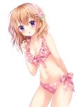  bikini blush brown_hair flower gochuumon_wa_usagi_desuka? hoto_cocoa nogi_takayoshi purple_eyes short_hair 