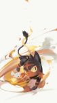  a-shacho blowing cat commentary fire full_body highres litten_(pokemon) no_humans pokemon pokemon_(creature) pokemon_(game) pokemon_sm red_eyes signature simple_background smoke solo white_background yellow_sclera 