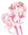  alternate_hair_color blush dress hatsune_miku long_hair pink_eyes pink_hair sakura_design sakura_miku smile twintails vocaloid 