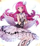  1girl collar feathered_wings frilled_skirt frills gabe_(seelunto) gloves hair_ornament houjou_sophie long_hair looking_at_viewer pink_hair pripara signature skirt solo violet_eyes white_feathers white_gloves white_wings wings 