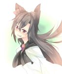  1girl animal_ears aranagi_(arng_4401) brooch brown_hair fang full_moon imaizumi_kagerou jewelry long_sleeves moon open_mouth red_eyes solo touhou wide_sleeves wolf_ears 
