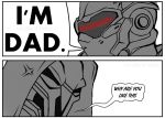  2boys 2koma anger_vein artist_name close-up comic commentary covered_eyes covered_mouth expressions hood male_focus mask monochrome multiple_boys overwatch reaper_(overwatch) soldier:_76_(overwatch) speech_bubble visor 