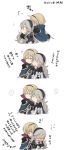  ... 1boy 1girl 4koma armor blonde_hair blush cape comic fire_emblem fire_emblem_if gloves hair_between_eyes hairband hug leon_(fire_emblem_if) long_hair my_unit_(fire_emblem_if) o_o pointy_ears red_eyes remi_(remipote) short_hair silver_hair translation_request 