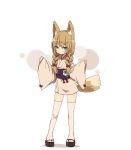  1girl absurdres animal_ears blush bow braid flower fox_ears fox_tail green_eyes highres japanese_clothes kimono long_sleeves obi original sandals sash short_kimono solo tadashi_(tadashi1013) tail thigh-highs white_legwear 