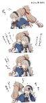  1boy 1girl 4koma anger_vein armor blush brown_hair cape comic fire_emblem fire_emblem_if gloves hair_between_eyes hairband highres hug long_hair my_unit_(fire_emblem_if) o_o pointy_ears ponytail red_eyes remi_(remipote) silver_hair takumi_(fire_emblem_if) translation_request very_long_hair 