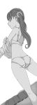  1girl akinbo_(hyouka_fuyou) ass blush bra from_behind highres long_hair looking_back monochrome panties precure sakagami_ayumi solo twintails underwear 