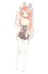  1girl :d arm_up armpits bare_shoulders blush bonnet breasts camisole cleavage collarbone flower full_body hair_flower hair_ornament hand_behind_head hat layered_clothing leotard long_hair lp_(hamasa00) megurine_luka off_shoulder open_mouth see-through simple_background smile strap_slip strapless strapless_leotard vocaloid white_background white_hat white_legwear yellow_flower 