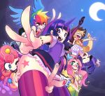  6+girls apple applejack balloon between_breasts bike_shorts cowboy_hat cutie_mark fluttershy food freckles fruit gashi-gashi grin hat heart heart_in_mouth highres horn multicolored_hair multiple_girls my_little_pony my_little_pony_friendship_is_magic personification pink_hair pinkie_pie rainbow_dash rainbow_hair rarity sharp_teeth skirt smile streaked_hair teeth thigh-highs twilight_sparkle v wings wristband 