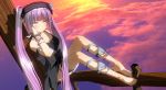  1girl absurdres bare_shoulders barefoot custom_maid_3d_2 dress euryale fate/grand_order fate/hollow_ataraxia fate/stay_night fate_(series) hair_ribbon highres long_hair purple_hair ribbon solo sumxsum03 twintails very_long_hair violet_eyes 